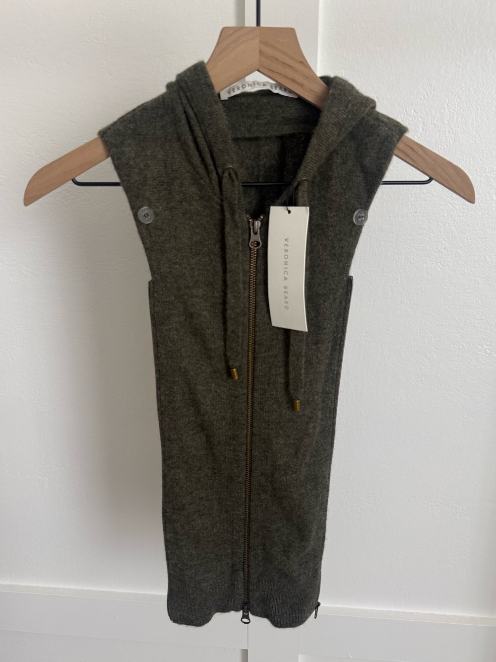 Veronica Beard Cashmere Hoodie Dickey Jacket Insert in Army